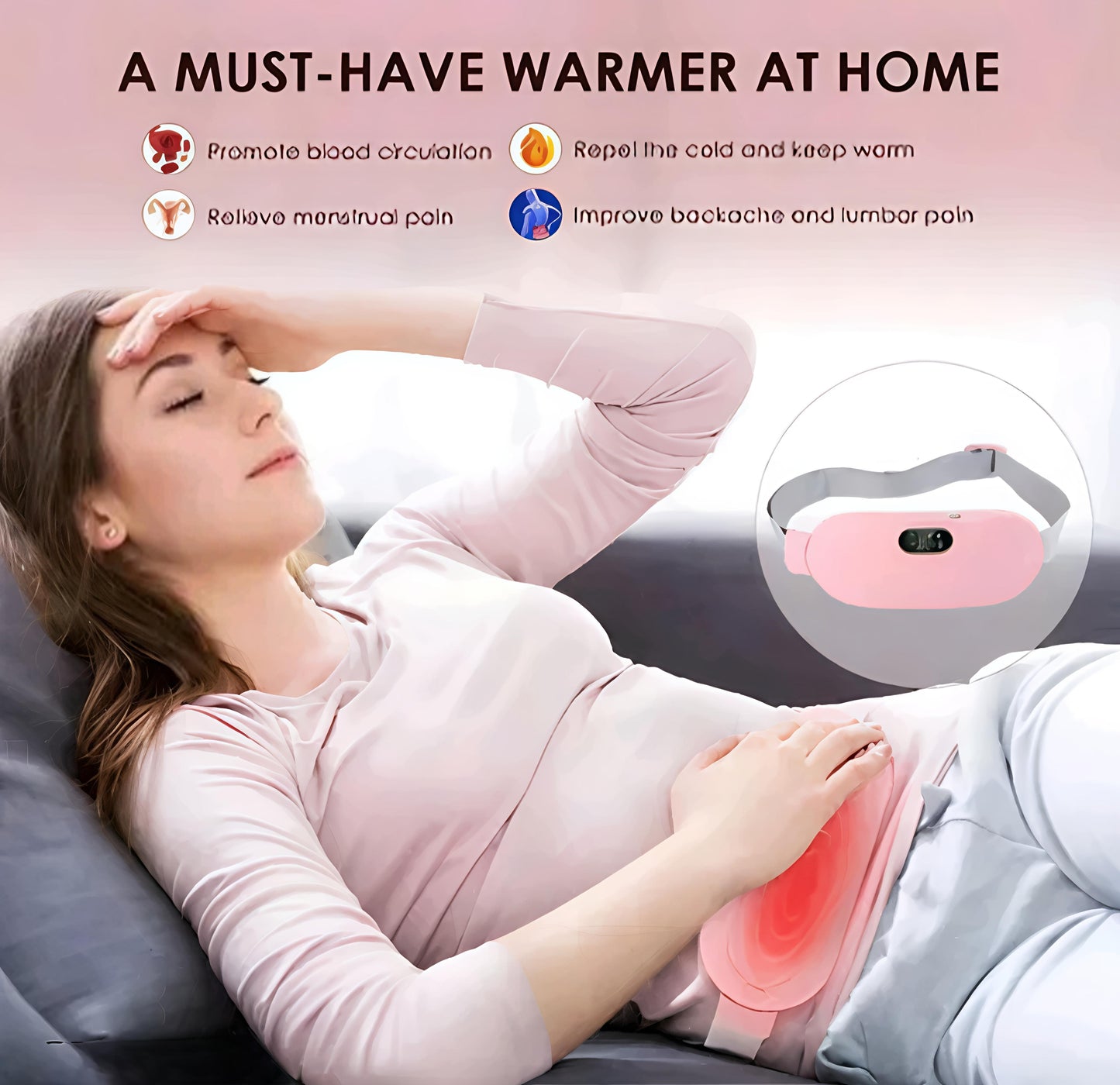 Premium Electric Heating Belt for Period Pain Relief | Rechargeable Warm Therapy
