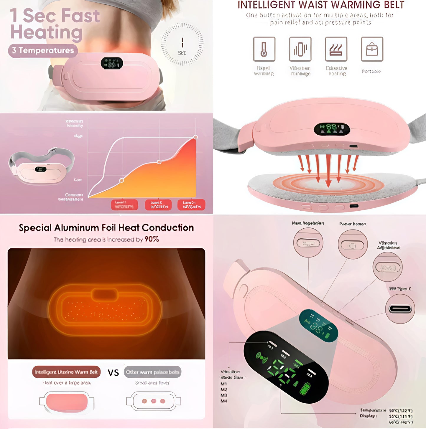 Premium Electric Heating Belt for Period Pain Relief | Rechargeable Warm Therapy