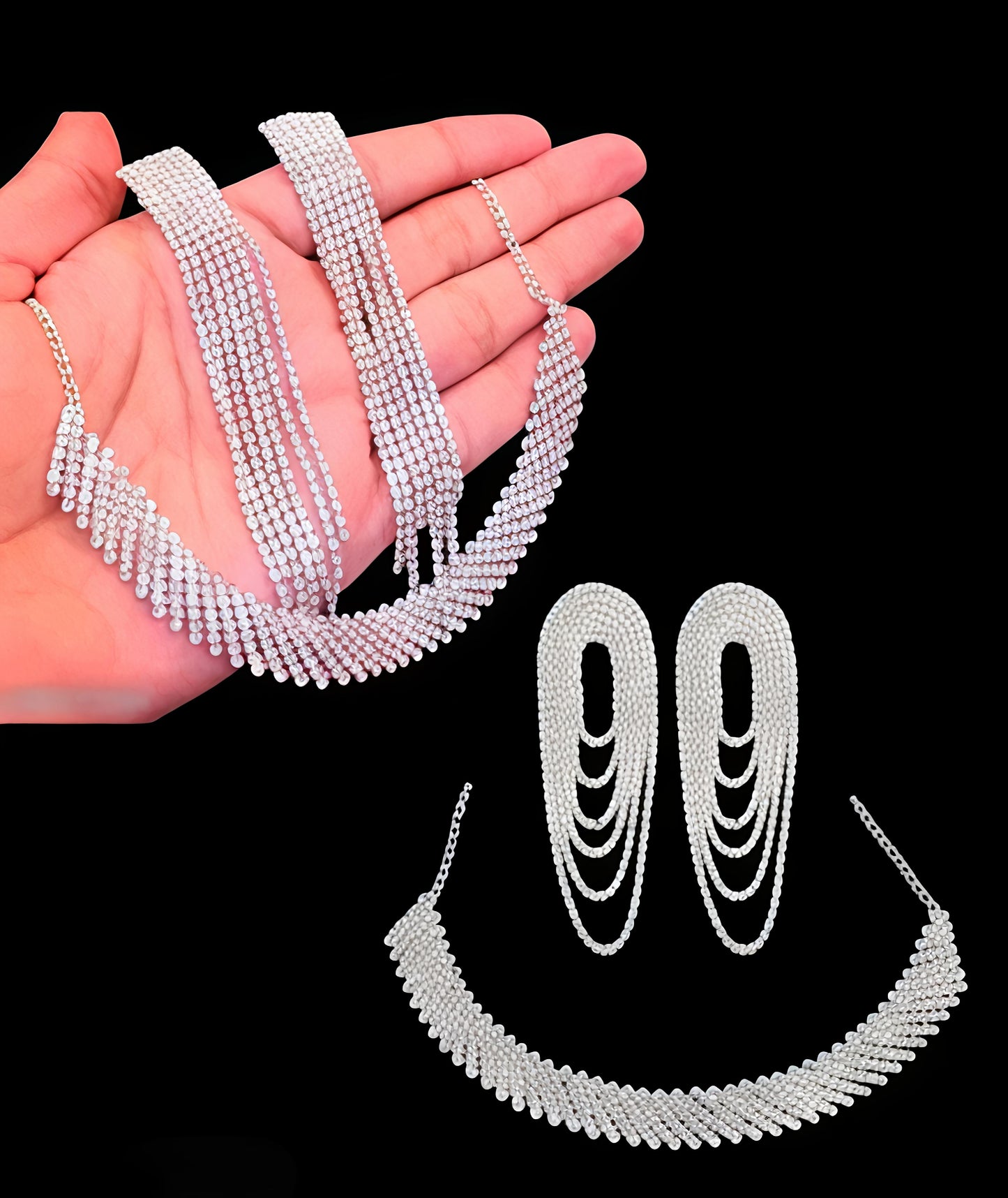 5D DESIGNER Stylish Silver necklace combo
