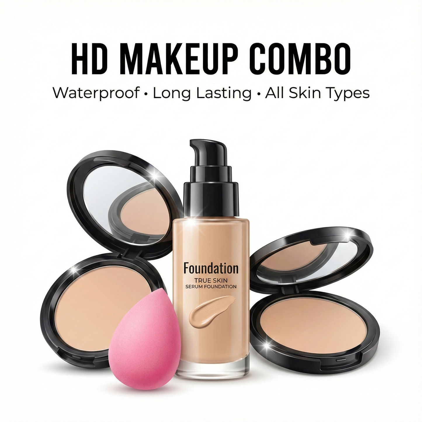 FIDAH Combo Of Liquid Foundation, Compact & Blender (Pack Of 3) Woman & Girls